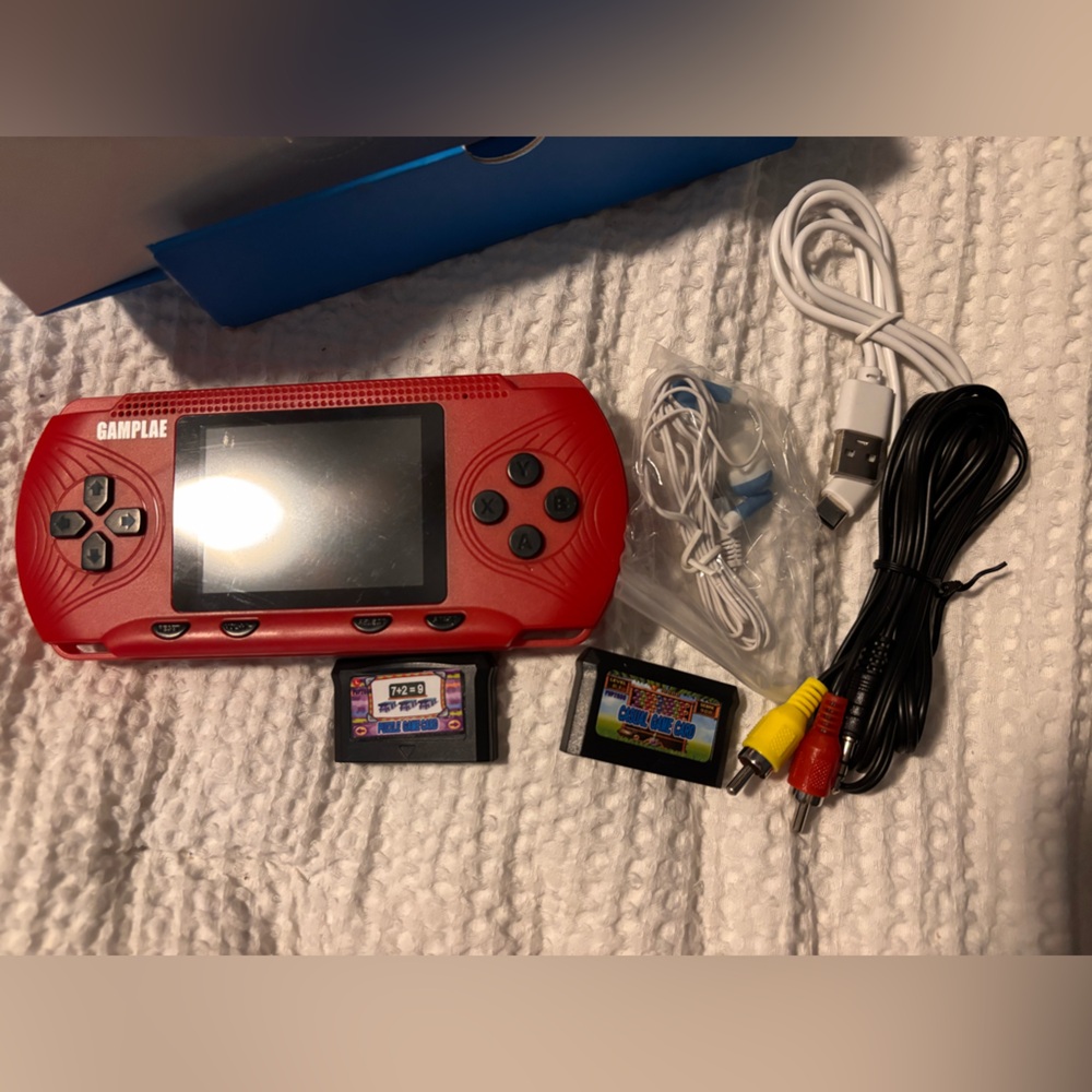 Gamplae Red Handheld Gaming Console with Accessories